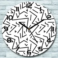 Coloray Wanduhr aus Glas Rund fi 30 Memphis Schwarz-Weiß Quarz Deko Schlafzimmer Büro