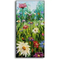 Coloray Leinwand Wanduhr Wandkunst Uhr Kunstdruck 30x60 Gemälde von Blumen wiese modern - weiße Hände