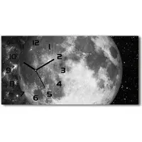 Tulup Wanduhr aus Glas – 60x30 cm - Glasbild - Glasuhr - Gehärtetes Glas - schwarze-zeiger - Mond