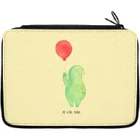 Mr. & Mrs. Panda Federmappe Schildkröte Luftballon - Gelb Pastell - Geschenk, Stiftetasche, Bleistiftetui, Jahrmarkt, Federtasche, Federmäppchen, glücklich, Mäppchen