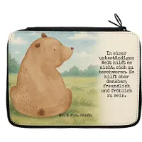 Mr. & Mrs. Panda Mäppchen Bär Schulterblick Design - Weiß - Geschenk, Etui, Weltansicht, Schlampermäppchen, Motivation, Weisheit, Bären, Selbstachtung, Federmäppchen