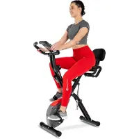 Hop-Sport Heimtrainer Fahrrad Apeks - klappbares Fitnessbike für Zuhause, magnetischer Ergometer mit 10 Widerstandsstufen, LCD-Display, bis 120kg