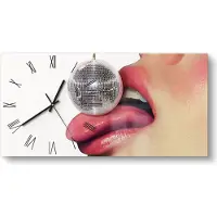 DEQORI Glasuhr 60x30 cm Römisch 'Glanzvolle Verführung' Wanduhr Glas Uhr Design leise Küchenuhr