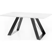 WFL GROUP Esstisch Colter Schwarz im Modern Still, Rechteckig Tisch - Ausziehbar von 160 cm bis 260 cm, Pulverbeschichtete Weiße Metallbeine - 160 x 80 cm - Weiß