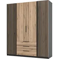Masseno Drehtürenschrank CAGLIARI 200 cm Kleiderschrank Schlafzimmer Schrank 4-türig Schwarz