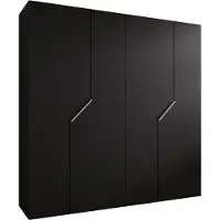 MEBLE KRYSPOL Schrank 200x202x52 cm mit Kleiderstange, 4xTür, ANDREW, Schwarz, Griff Kaschmir