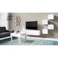 Fun Moebel Mediawand Wohnwand 6 tlg - KAVOS 31 - Weiss HGL inkl.Couchtisch