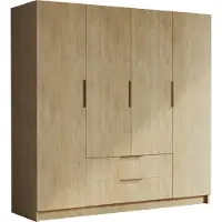 Mirjan 24 Kleiderschrank Sofia I 200, Schlafzimmer, Drehtürenschrank, mit Kleiderstange, Modern, Garderobenschrank, Metallgriffe (Farbe: Eiche Cremona + Gold)