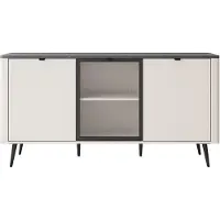 Lookway Kommode auf Füßen AUTUMN 2D1W mit Glasfront, Kaschmir / Grauer Stein