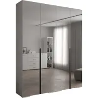MEBLE KRYSPOL Inova 1 Schrank Spiegel - 236,7x200x47cm - Weiß Weiß Schwarz