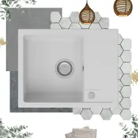 WAGRAN GRANMASTER Smart Spülbecken Küche - mit 1 Becken - Granitspüle mit Siphon Waschbecken Küche - Einbauspüle Arbeitsplatte Küchenspüle