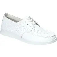 American Club RL154 Damen Ledermokassins, Naturleder, Ledereinsatz, luftig, Weiß 38