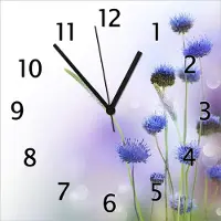 Wallario Design Wanduhr Abstrakte lila Blume aus Echtglas, Größe 30 x 30 cm