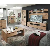 Lomadox Wohnzimmer Set inkl. Couchtisch MANRESA-36 in Artisan Eiche Nb. mit Graphit