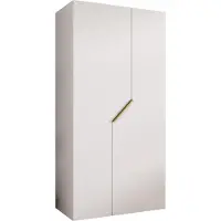 MEBLE KRYSPOL Schrank 100x202x52 cm mit Kleiderstange, 2xTür, ANDREW, Weiß, Griff Gold