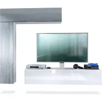 Vladon Wohnwand Taurito, Germany, Weiß matt/Avola-Anthrazit - Moderne Anbauwand für Ihr Wohnzimmer (320 x 182 x 39 cm)
