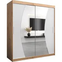 MEBLE KRYSPOL Kleiderschrank, Schiebetürenschrank Schlafzimmer, Schrank mit Spiegel WAVE 180 cm
