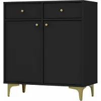 Masseno Kommode TORINO 84 cm Sideboard mit 2 Schubladen und 2 Türen für Wohnzimmer Schlafzimmer Modern 84x41x94 cm Graphitfarben / Graphitfarben