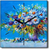 Coloray Uhr auf Leinwand 30x30 cm Wand Uhr Dekoration Wohnzimmer Segeltuch schwarze Hände -Natur blüht Garten