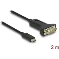 DeLOCK Adapter USB Type-C zu 1 x Seriell RS-232 D-Sub 9 Pin Stecker mit Muttern 2 m, USB Typ-C, RS-232, Männlich, Schwarz, 2 m, 0,45 Gbit/s