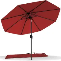 VOUNOT Sonnenschirm für Balkon, 270 cm, Knickbarer Balkonschirm mit Schutzhülle, Rot