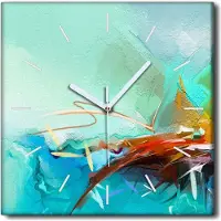 Coloray Uhr auf Leinwand 30x30 cm Wand Uhr Dekoration Wohnzimmer Segeltuch weiße Zeiger -Abstraktion Pastelle