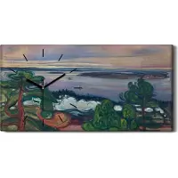 Coloray Küchenuhr Bürouhr Leinwand Uhr Geräuschlos Kunstdruck 60x30 Zug Rauch - schwarze Hände