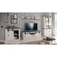 IMV Wohnwand Sherwood W3 Pinie weiß anthrazit mit soft-close