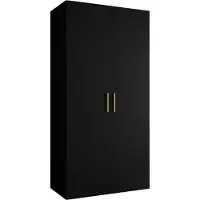 MEBLE KRYSPOL Schrank 100x202x52 cm mit Kleiderstange, 2xTür, BARI, Schwarz, Griff Gold