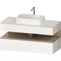 Duravit Collection One Konsolenwaschtischunterbau, 1 Auszug, 1 Schubkasten, Ausschnitt mittig, 1200x550x600mm, Nische Eiche Mamoriert, QA4732055840000, Farbe: Weiß Supermatt