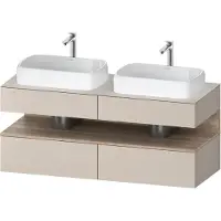Duravit Qatego Konsolenwaschtischunterbau, 2 Auszüge, 2 Schubkästen, 2 Ausschnitte, 1400x550x600mm, Nische Eiche Mamoriert, QA4767055910000
