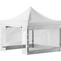 SucceBuy Pop-Up-Überdachungszelt, 3 x 3 m, für den Außenbereich, Terrassenpavillon, abnehmbare Seitenwände, Tasche mit Rollen, UV-beständig, wasserdicht, sofortiger Schutz