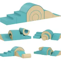 Slyrun 5-teiliges Softbaustein-Set für Babys & Kleinkinder, Schaumstoff-Kunstleder, 5 kreative Formen, Indoor-Kletter- und Spielset, Sicher und Weich, Grün