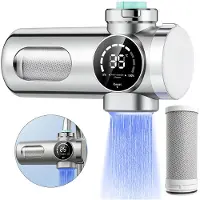 Dopwii Wasserfilter Wasserhahn mit LED-Anzeige, Wasserfilter für Wasserhahn Trinkwasserfilter entfernt Chlor, Schwermetalle&Kalk, UV-Sterilisation Leitungswasserfilter,für Küche Reisen Haustiere