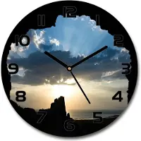 Tulup Wanduhr aus Glas 30fi Glasbild Glasuhr Gehärtetes Glas - schwarze-zeiger - Sunset