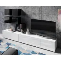 Ravio Wohnwand Amanda X Moderne Oberschränke komplett Möbel-Set Schrankwand (Schwarz matt + Schwarz Hochglanz Fronten / Weiß matt + Weiß Hochglanz Fronten)