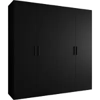 MEBLE KRYSPOL Schrank 200x202x52 cm mit Kleiderstange, 4xTür, BARI, Schwarz, Griff Schwarz