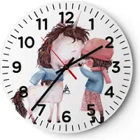 ARTTOR Wanduhr - Rund - Glasuhr - Einhorn Mädchen Kinder - 40x40cm - Schleichendes Uhrwerk - Lautlos - zum Aufhängen bereit - Dekoration Modern - Wanddekoration aus Glas - C4AR40x40-4733