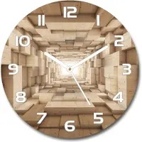 Tulup Wanduhr aus Glas 30fi Glasbild Glasuhr Gehärtetes Glas - weisse-zeiger - Wooden tunnel