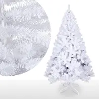 Jiubiaz Weihnachtsbaum künstlich, Tannenbaum aus Fichte Dekoration, inkl. Metall Christbaum Ständer, Schnellaufbau, klappbar,Weiß 210cm