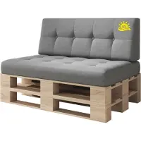 Sunnypillow Palettenkissen Verona Kaltschaum UV - beständig Outdoor/Indoor 2er Set 120 x 80 Silver