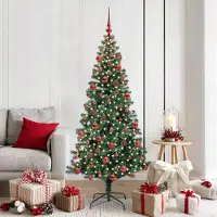 vidaXL "Schlussverkauf" Künstlicher vorbeleuchteter Weihnachtsbaum(1 pc) - Kunstbaum/Tannenbaum - Grün 180 cm C7736