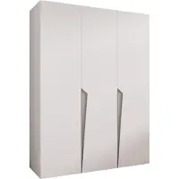 MEBLE KRYSPOL Schrank 150x202x52 cm mit Kleiderstange, 3xTür, PIANO, Weiß, Griff Kaschmir