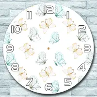 Coloray Wanduhr aus Glas Rund fi 30 Zarte Schmetterlinge Quarz Deko Schlafzimmer Büro