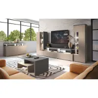 Lomadox Wohnzimmer Set 4-teilig in beige mit anthrazit, SELCE-83