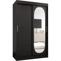 MEBLE KRYSPOL ROYAL 120 Kleiderschrank mit zwei Schiebetüren für Schlafzimmer – moderner Aufbewahrungsschrank mit Kleiderstange und Regalen – 120x200x62cm - Mattschwarz
