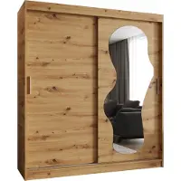 MEBLE KRYSPOL ULTRA 180 Kleiderschrank mit zwei Schiebetüren für Schlafzimmer – moderner Aufbewahrungsschrank mit Kleiderstange und Regalen – 180x200x62cm - Artisan