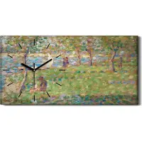 Coloray Dekor Leinwand Uhr Wandbild 60x30 Sonntag Nachmittag auf der Insel Grande Jatte - schwarze Hände