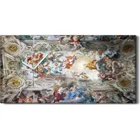 Coloray Dekor Leinwand Uhr Wandbilder Quarz 60x30 Deckenfresko Italien Palastarchitektur - weiße Hände