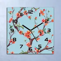 Coloray Wanduhr Echt-Glas-Küchenuhr Raster sakura blau Quarz 30x30 Deko Bilder